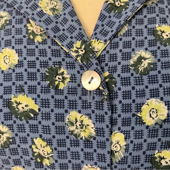 Vintage 90s y2k Floral Shirtdress button up blue 0057 Jaclyn smith classics - Picture 6 of 12